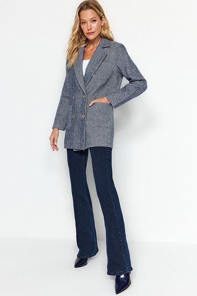 Trendyol Collection Antracit normál bélésű szőtt blézerkabát TWOAW24BC00015