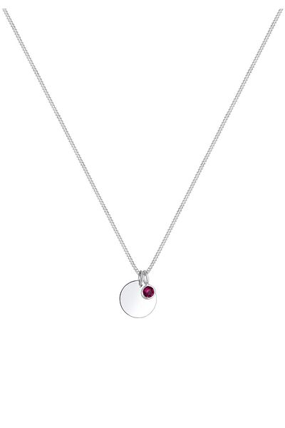 ELLI Halskette Plättchen Geburtsstein Kristalle 925 Silber