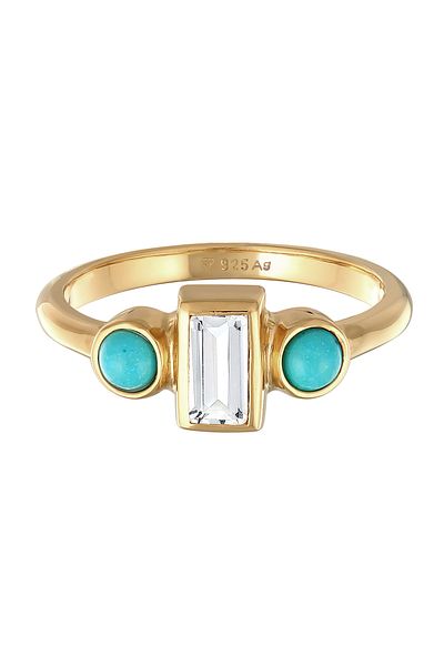 ELLI Premium-Verlobungsring für Damen im Vintage-Stil – Glitzer-Topas und Howlith-Stil aus 925er Sterlingsilber