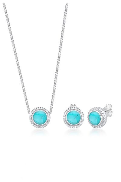 ELLI Schmuckset Vintage Boho Howlith Anhänger Trend 925 Gümüş