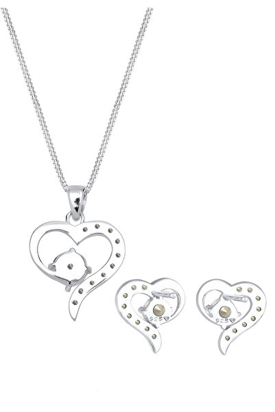 ELLI Schmuckset Herz Kristal Edel 925 Gümüş