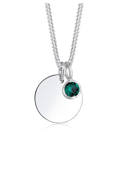 ELLI Halskette Plättchen Geburtsstein Kristalle 925 Silber