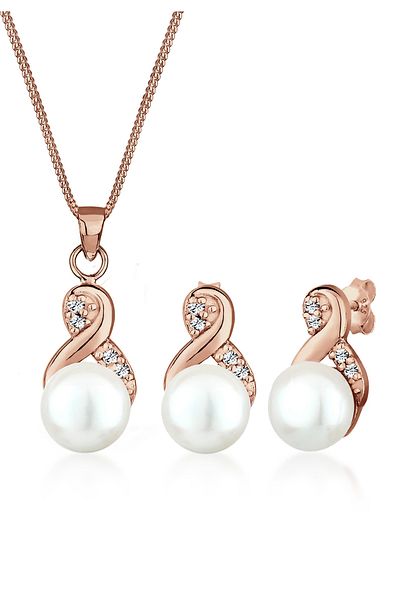 ELLI Schmuckset Infinity Perlen Kristal 925 Gümüş