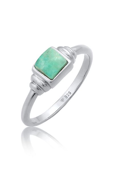 ELLI Amazonit Edelstein Quadrat Vintage 925 Silberring
