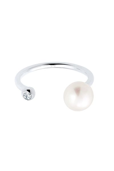 ELLI Süßwasserzuchtperle-Ring aus 925er Silber – Kristall