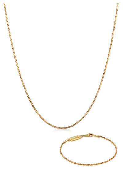 KUZZOI Schmuckset Kette Armband Kordel Basic 925 Silber