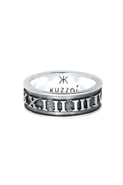 KUZZOI Ring Herren Bandring Römische Zahlen 925 Silber
