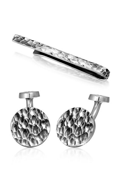 KUZZOI Schmuckset Manschettenknöpfe Krawattennadel Set 925 Silber