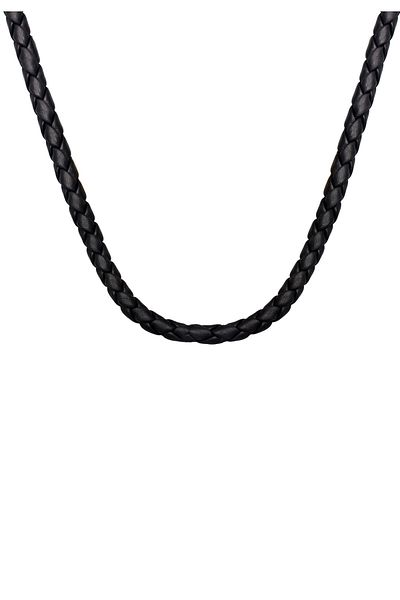KUZZOI Halskette Herren Echtleder Kette Geflochten Basic 925 Silber