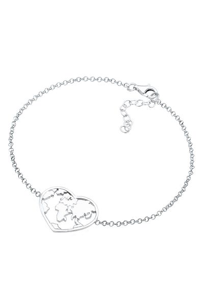 ELLI 925 Silberarmband – Weltkugel Globus und Herz Cut Out Reise Design