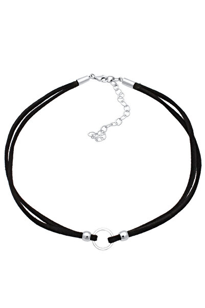 ELLI Náhrdelník Trend Choker Ring Band Black 925 Silver