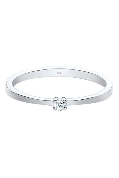 ELLI 0,03 ct. Solitär Diamant - prsten Verlobung, 925 Silber