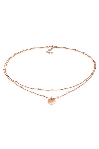 ELLI Halskette Choker Layer Plättchen Kugelkette 925 Silber