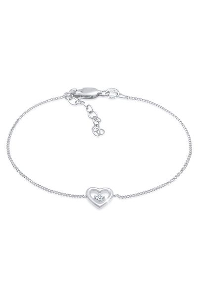 ELLI Herz Liebe-Armband mit romantischem Diamant-Detail – 925er Silber