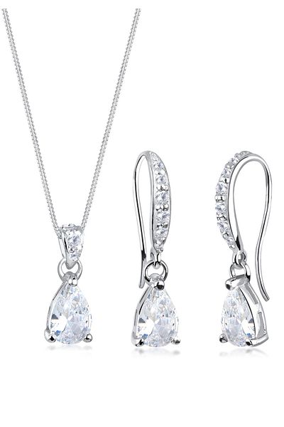 ELLI Schmuckset Tropfen Zirkonya 925 Ayar Gümüş