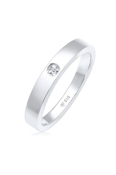 ELLI Ring Solitär Bandring Diamant 0.015 ct. 925 Silber