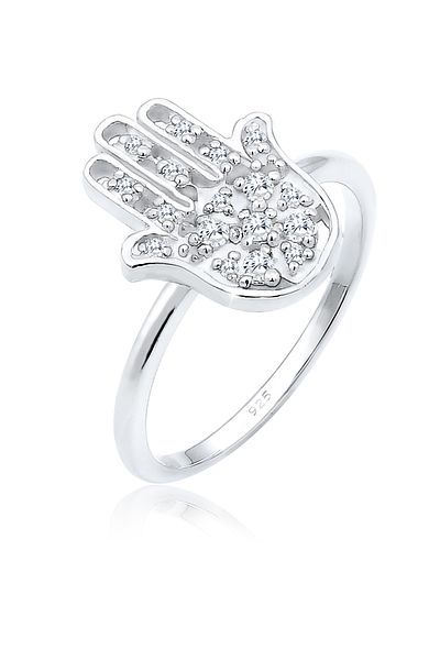 ELLI Ring Hamsa Hand Zirkonia Boho Orient Symbol 925 Silber
