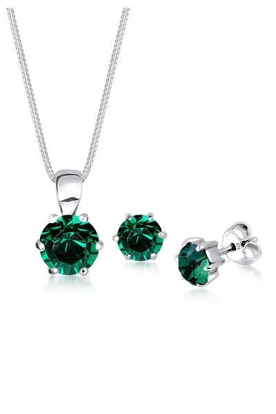 ELLI Schmuckset Kristal Tek Kişilik Yatak Ohrstecker 925 Gümüş