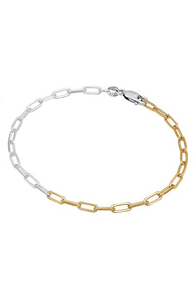 ELLI Armband Glieder Oval Grob Basic Bi-Color Optik 925 Silber