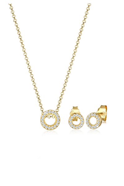ELLI Schmuckset Kette Ohrstecker Diamant(0,215 ct.)375 Gelbgold