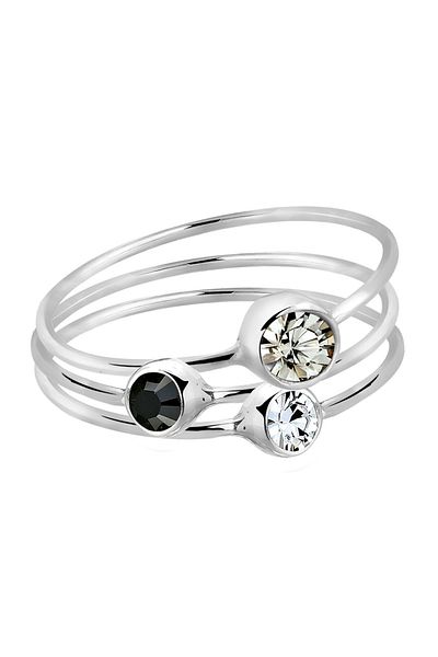 ELLI Ringset Stacking Zarte Kristalle 925 Silber