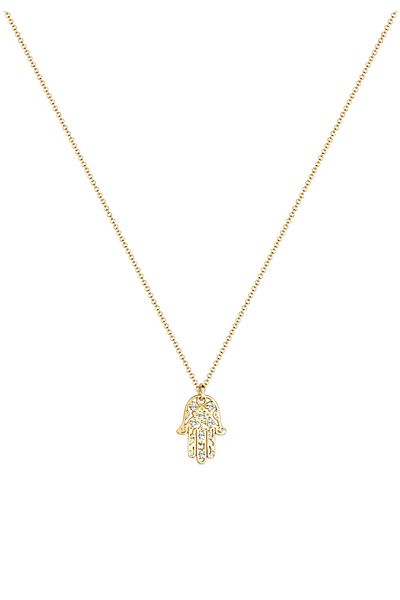 ELLI Halskette Damen Hamsa Hand Anhänger mit Kristallen in 925 Sterling Silber vergoldet
