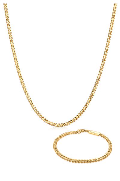 KUZZOI Schmuckset Panzerketten Armband und Kette Basic 925 Silber