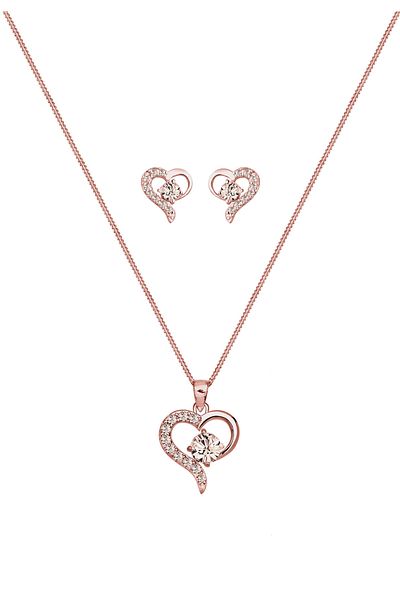 ELLI Schmuckset Herz Kristalle Edel 925 Silber