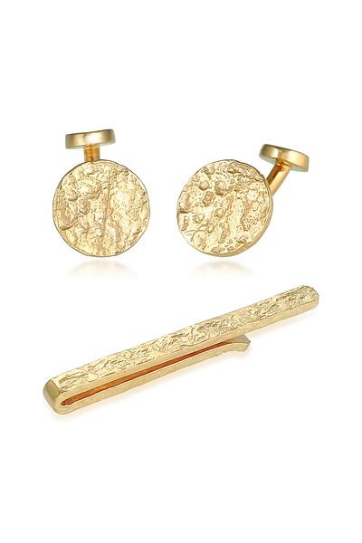 KUZZOI Schmuckset Manschettenknöpfe Krawattennadel Organic 925 Silber