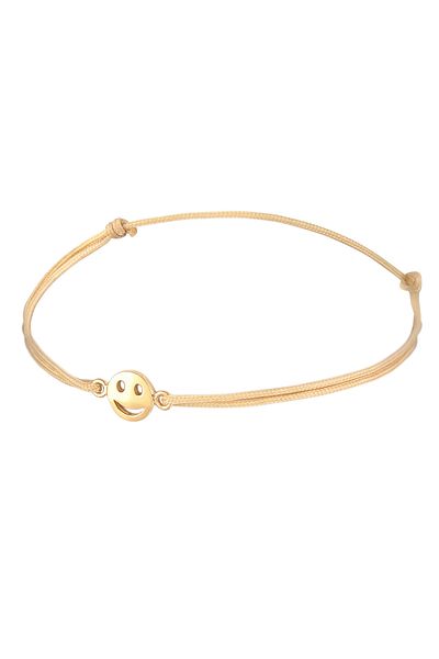 ELLI Armband Damen Lächelndes Gesicht Symbol mit Nylon Rot in 925 Sterling Silber vergoldet