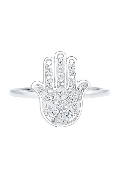 ELLI Ring Hamsa Hand Zirkonia Boho Orient Symbol 925 Silber