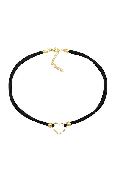 ELLI Halskette Gerdanlık Herz Velourband Schwarz 925 Gümüş