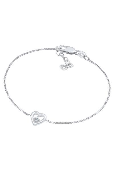 ELLI Herz Liebe-Armband mit romantischem Diamant-Detail – 925er Silber