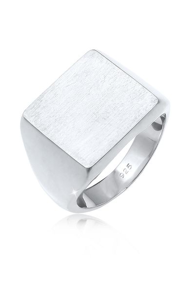 ELLI Ring Siegelring Royal Matt Geo Quadrat Trend 925 Silber