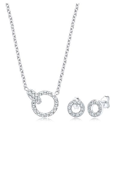 ELLI Schmuckset Kette Stecker Geo Kristalle 925 Gümüş