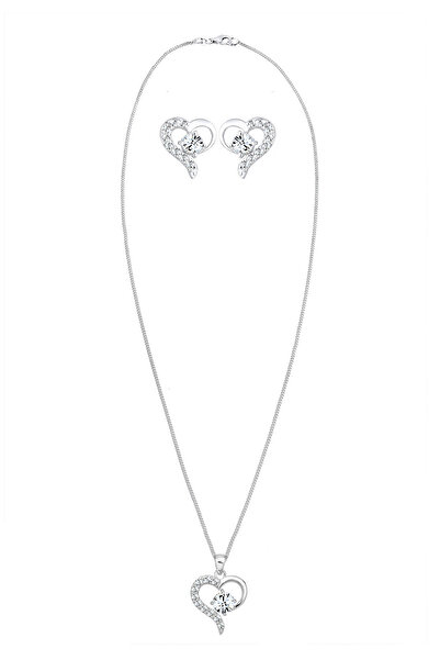 ELLI Schmuckset Herz Kristal Edel 925 Gümüş