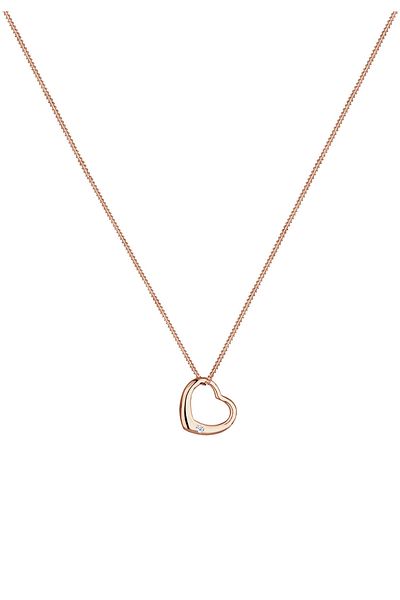 ELLI Halskette Damen Herz-Anhänger mit Diamant (0,03 CT.) in 925 Sterling Silber