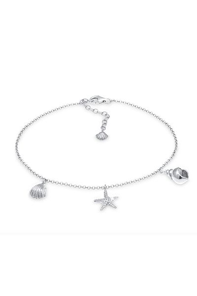 ELLI Fußschmuck Muschel Seestern Anhänger Strang 925 Silber