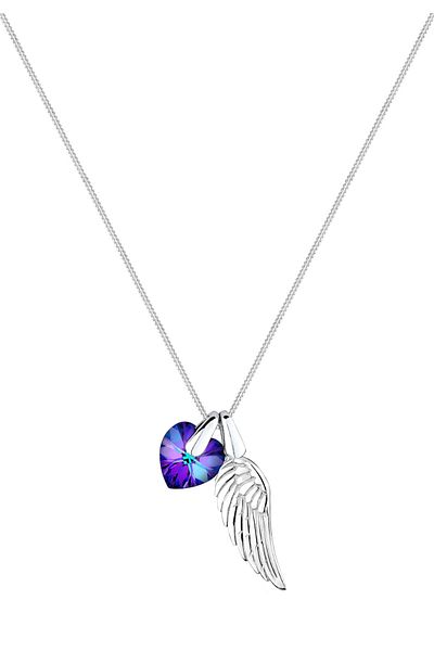 ELLI Halskette aus 925er Silber mit Flügel- und Herzschutzkristallen