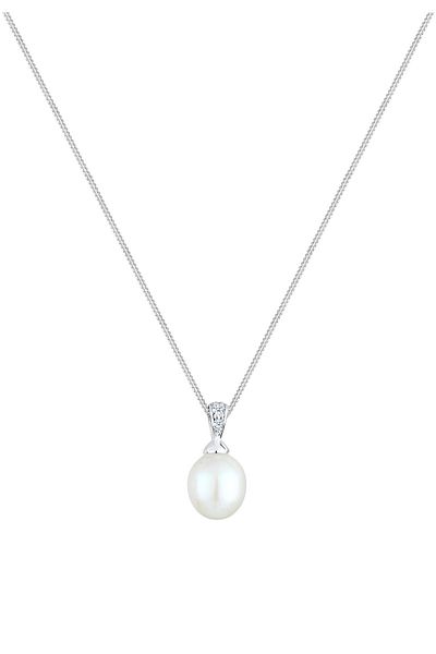 ELLI Halskette Süßwasserzuchtperle Diamant (0,04 ct.) 925 Silber