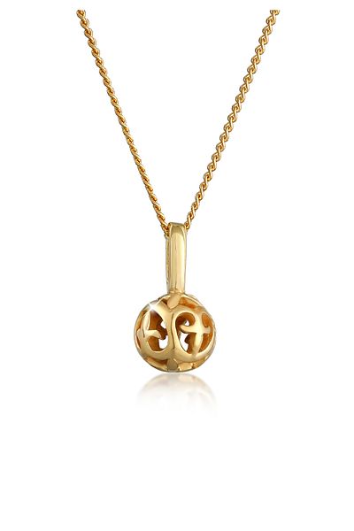 ELLI Halskette Ornament Kugel Romantisch Edel 585 Gelbgold