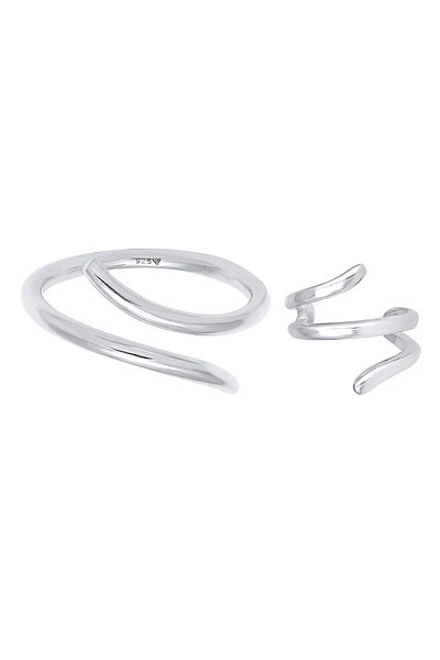 ELLI Schmuckset Halkalı Kulak Kelepçesi Wickellook 2er Set 925 Gümüş