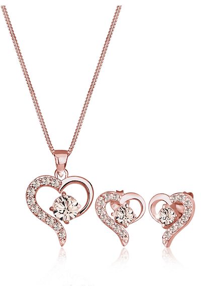 ELLI Schmuckset Herz Kristalle Edel 925 Silber