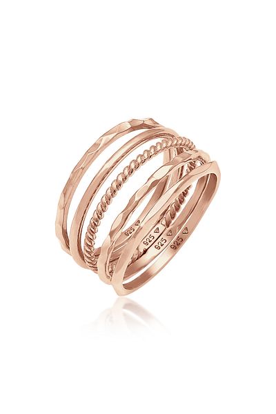 ELLI Set aus Ringen und Bändern für Damen – Minimal Trend, 925er Sterlingsilber
