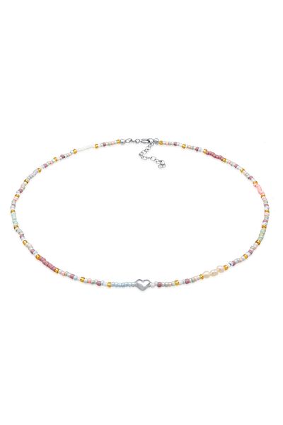 ELLI Halskette Choker Herz Glasperlen Sommer Style 925 Silber