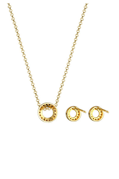 ELLI Schmuckset Kette Ohrstecker Diamant(0,215 ct.)375 Gelbgold