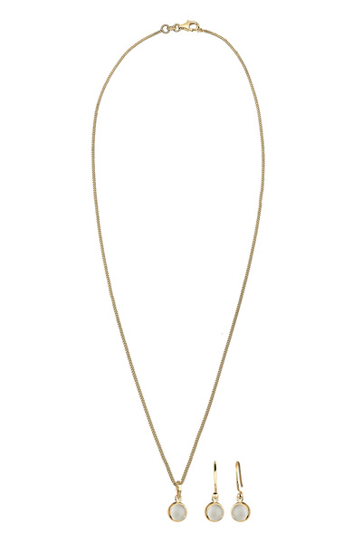 ELLI Schmuckset Kette Hänger Mondstein Edelstein Chic 925 Silber