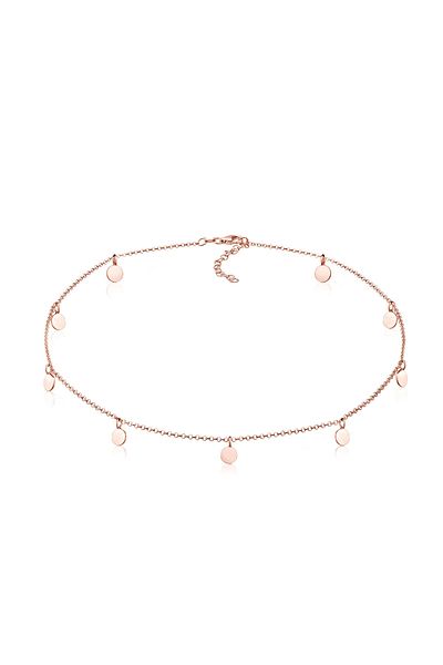 ELLI Halskette Choker Plättchen Coin Poliert 925 Silber