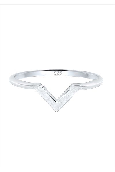 ELLI Geo V-Form 925 Silberring – Basic Matt Minimal Trend