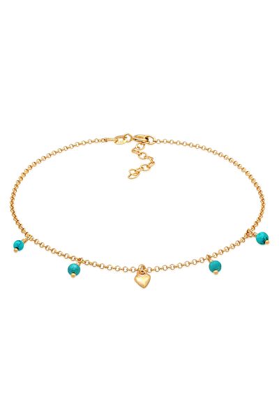 ELLI Fußschmuck Herz Howlith Türkis Boho 925 Silber